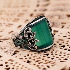 Green stone silver ring