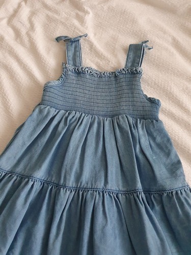 Girls blue denim dress - blue,