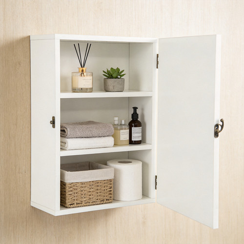 White wall mounted storage - wall,