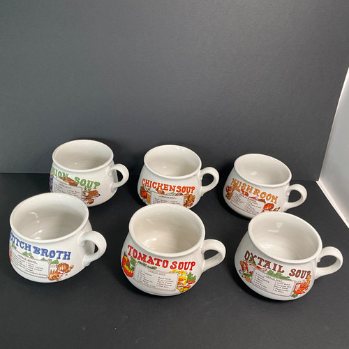 Vintage soup recipe mugs cups - vintage,