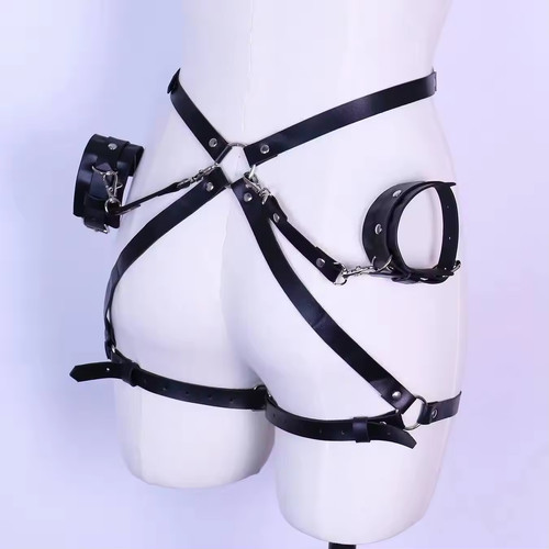 Bdsm leather waist leg - pu,