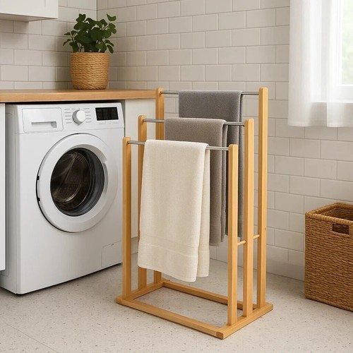 Bamboo wooden towel holder - towel,