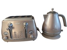 De'Longhi Icona Metallics 4 slice Beige Taupe Toaster And Kettle Set 