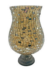 Mosaic Candle Holder Vase Gold Glass Tile - Metal Base | A5T G217
