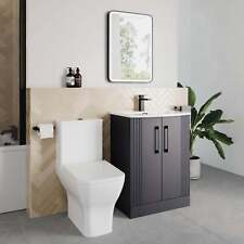 Deco Curved 500mm Soft Black Cloakroom Modern Bathroom Suite & Black Handle