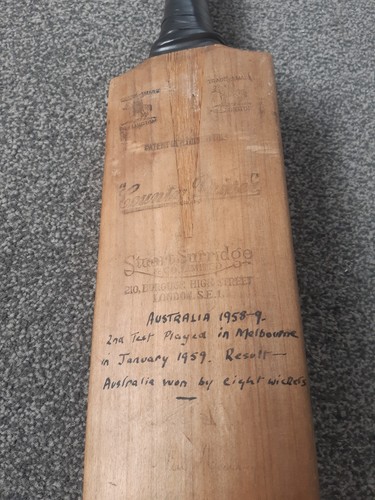 Full size signed cricket bat - signed,