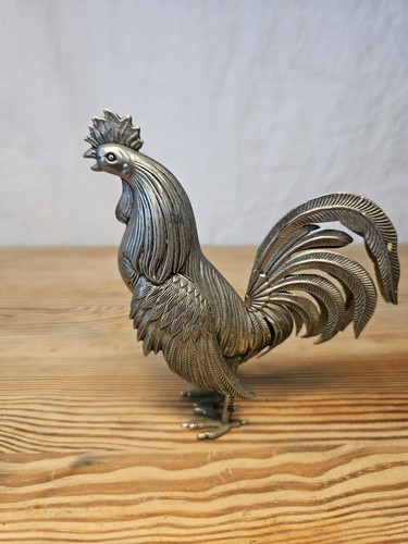 Vintage white metal cockerel - vintage,