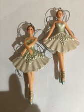 Gisela Graham Set of 2 Teal Fairy Christmas Tree Decorations