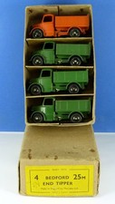 DINKY TOYS 25M BEDFORD END TIPPER TRUCK COMPLETE TRADE BOX OF 4