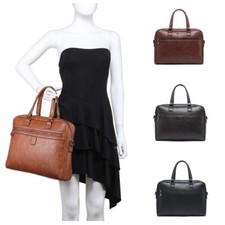 Boutique Man Lady Plain Faux Leather Medium Handbag Briefcase shoulder Bag