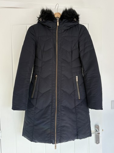 Zara long puffer coat navy - xs,