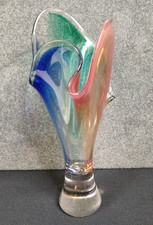 Vintage  Glass Handkerchief  Vase Thick Coloured Quality