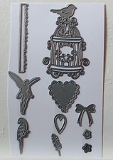 Mixed Die Set - Bird Cage with Bird, Fairy, Feather, Heart, Bow, Star