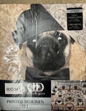 Single Size Pug  Bedding Set