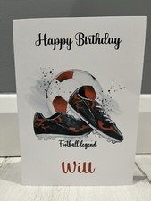 Personalised Birthday card Football Boys Girls Son Daughter Grandson Brother