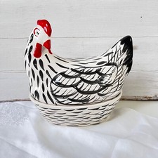 Large Ceramic Chicken Egg Holder. Hand-painted. Country Kitchen. Cottagecore