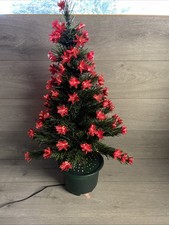 Vintage Premier Decorated Fibre Optic Christmas Tree Indoor 80cm Red Petal Tree