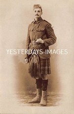 Ww1 Scottish Soldier Highlander Kilt Studio Postcard (57)