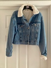 Topshop Denim & Fleece Jacket