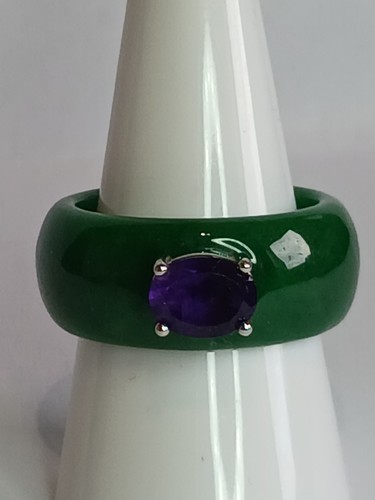 Green jade amethyst ring - green,