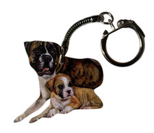 Boxer and puppy keyring - and,