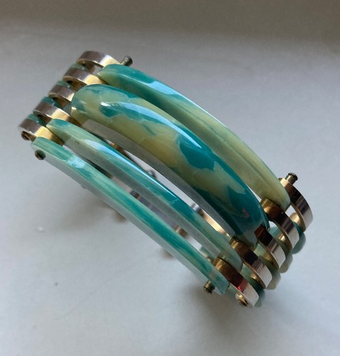 Vtg galalithe link bracelet - galalithe,