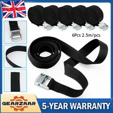 6 x Heavy Duty Ratchet Tie Down Straps Car Roof Rack Belts Quick Release 2.5M