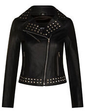 Women's Leather Black Studded
