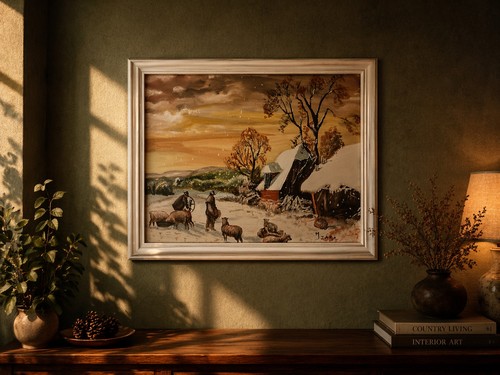 Signed vintage oil painting - vintage,