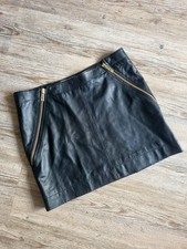 Alice Temperley Womens Skirt UK 12 Black Genuine Leather Short Zip Mini Glam