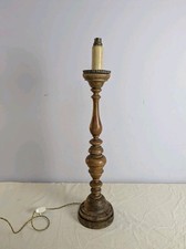 Antique Wooden Lamp Turned Table Candle Light Vintage Style Round Base 70cm