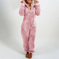 Ladies Teddy Bear Hooded Jumpsuit 1Onesie Fluffy PJ Fleece Fur Pyjamas Plus Size