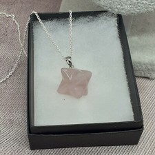 Merkaba Sterling Silver 925 Pendant Rose Quartz- Unconditional Love- Gift Box