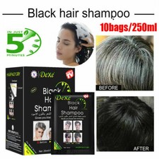 10 x 25ml Sachet 1 box Black Instant Hair Dye Shampoo 5 Minutes Colour UK SLR