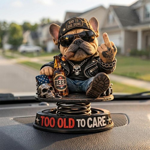 Car resin bulldog bobblehead - car,