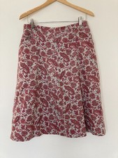 Cotswold Collection Wool Blend Skirt Paisley A Line Size 12 14 Lined Pockets Red