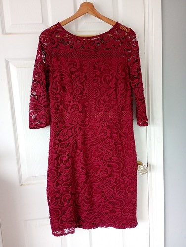 Wallis red lace midi dress - red,