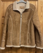 Per Una Marks & Spencer Woman’s Faux Sheepskin Zip Up Jacket Coat  Size Medium
