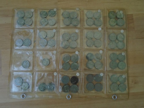 Old british sixpence coins - old,