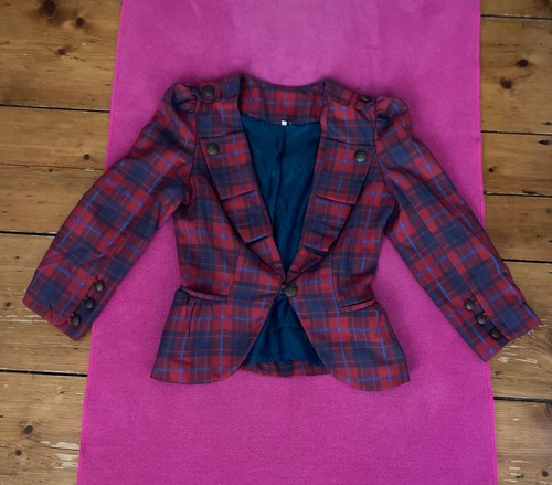 Topshop tartan jacket size - size, 6-