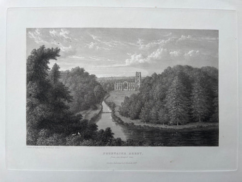 1857 antique print fountains - antique,