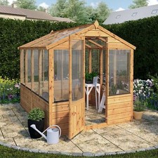 Waltons 8 x 6 Growhouse Shiplap Greenhouse Wooden TG Apex Potting Shed 8ft 6ft