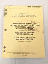 1984 Manual TM 5-4310-250-20P Dept Army Rotary Air Compressor 250 CFM