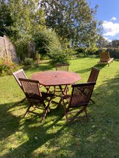 Teak Garden Table & 4/5 Chairs Set Royal Teak Collection 129cm Wooden Hardwood