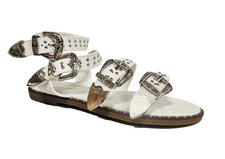 Ladies Gladiator Studded Sandals Womens White Fashion Sandals Holiday Shop