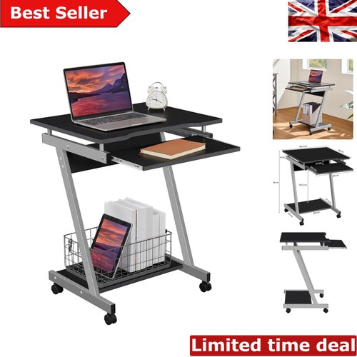 Shaped black computer desk - z-shaped,