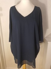 Size 20 Evans V Neck Floaty Lined Chiffon Dark Blue Blouse BNWOT Plus Size