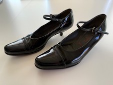 Black Vintage Miu Miu Vero Cuoio Leather Mary Jane Kitten Heals, 35, good cond.