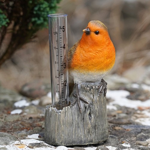 Robin rain gauge resin statue - robin,