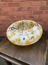 BEAUTIFUL VINTAGE ORANGE AND WHITE GLASS SHADE WITH CHAINS